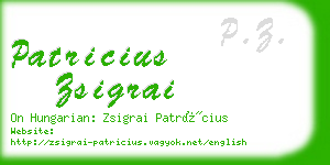 patricius zsigrai business card